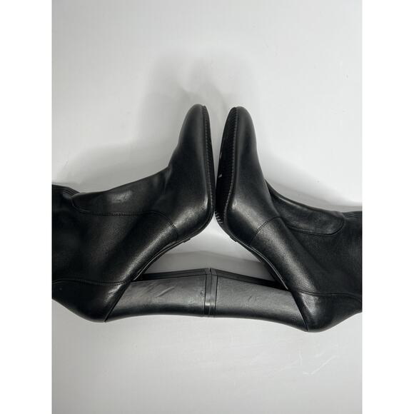 Stuart Weitzman Curveblock 100 Square Leather Bootie Sock Black Size 11 & 11.5 - Picture 4 of 15